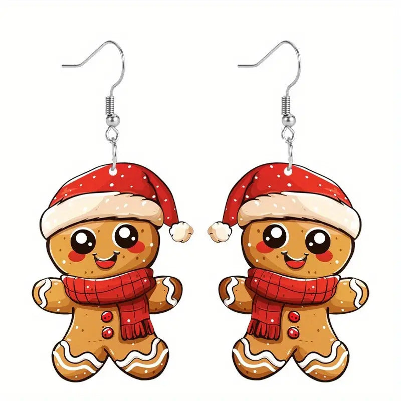 Wholesale Christmas Cute Cartoon Gingerbread Man Acrylic Earrings